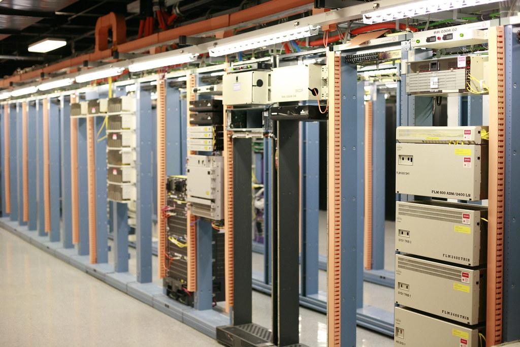 Rows of servers in a hosting data centre