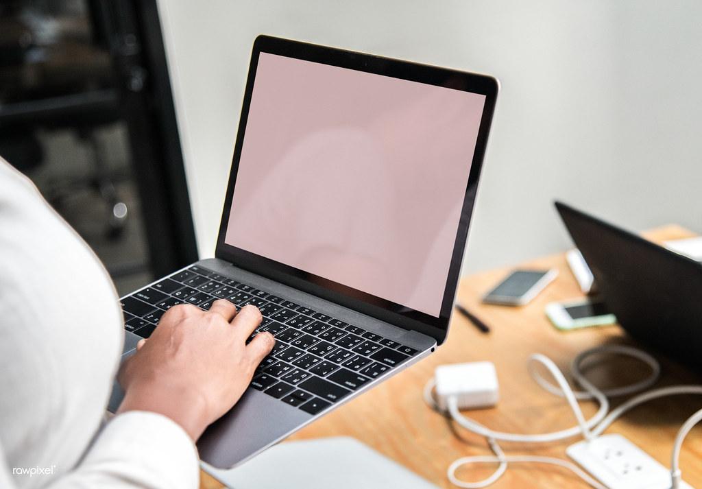 Business person working on a laptop
