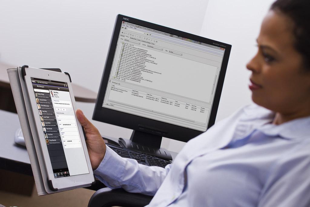 IT professional working at an office workstation